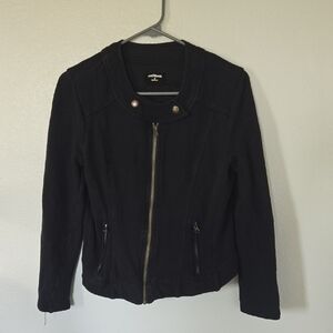 Ruff Hewn | Cropped Black Bomber Jacket Size Small